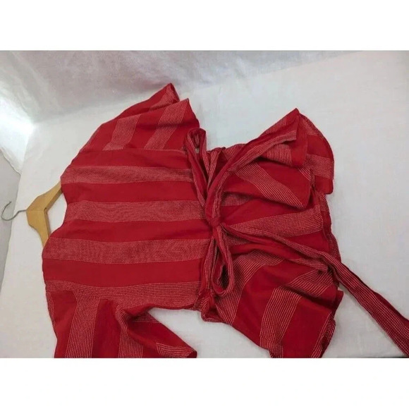 Loft red with white striped wrap around blouse, women's size extra small F3 - Picture 7 of 7